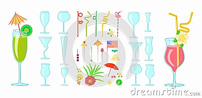 Set of various Alcoholic beveriges Vector Illustration