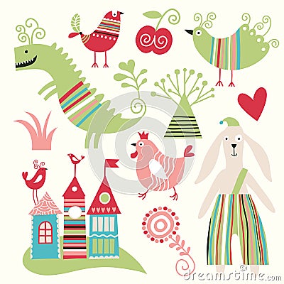 Set of various animals Vector Illustration