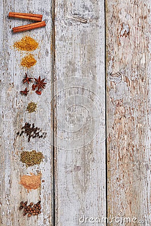 Set of various aromatic colorful spices. Stock Photo