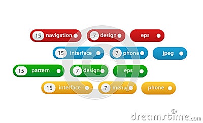 Set of various blank tags, labels with numbers. Vector Illustration