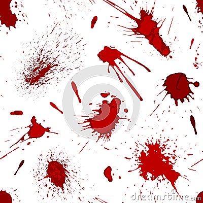 Red blood or paint splatters splash spot seamless pattern background vector illustration Vector Illustration