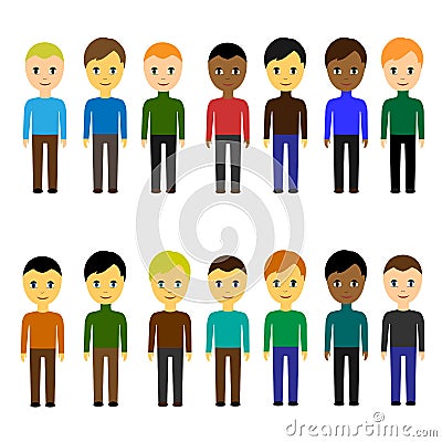 Set of various business people of different nationalities. Men. Simple flat style on white background Vector Illustration