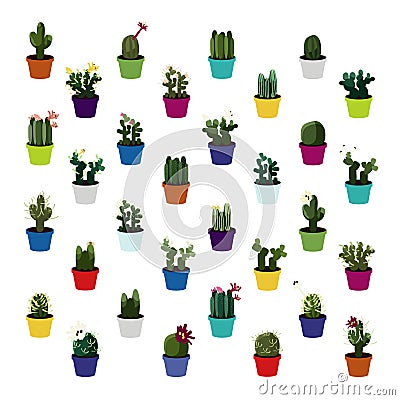 Set of various cacti Vector Illustration