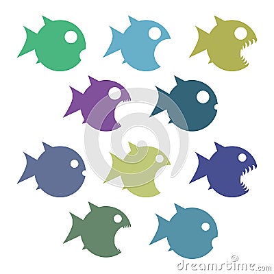 Set of various fishes Vector Illustration