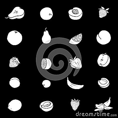 Set of various fruit icons Vector Illustration