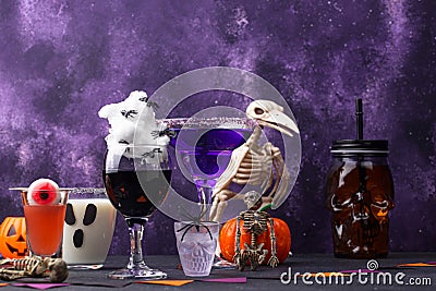 Set of various Halloween drinks Stock Photo