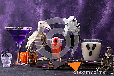 Set of various Halloween drinks Stock Photo