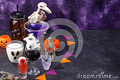 Set of various Halloween drinks Stock Photo