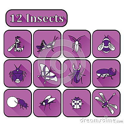 Set of various insects Vector Illustration