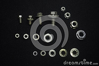 set of various parts, screws, bolt, nut, metal nails and washers for repair Stock Photo