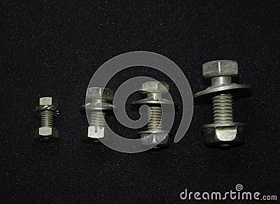 set of various parts, screws, bolt, nut, metal nails and washers for repair Stock Photo