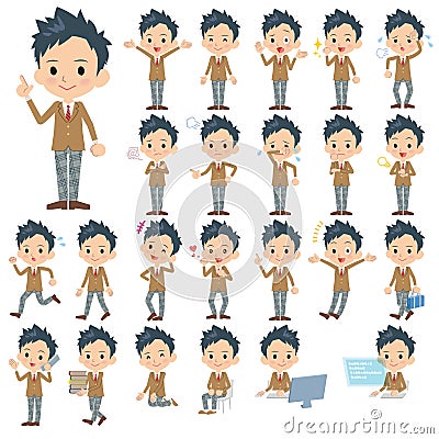 Set of various poses of Schoolboy Vector Illustration