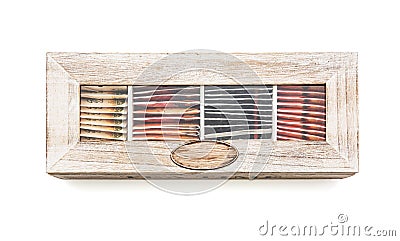 Set of various tea in the wooden stylish box Stock Photo