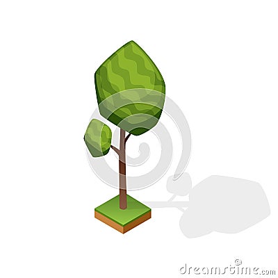 Set of various type wood isolated on white background. Green plant for isometric landscape public park or garden Vector Illustration