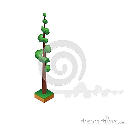 Set of various type wood isolated on white background. Green plant for isometric landscape public park or garden Vector Illustration