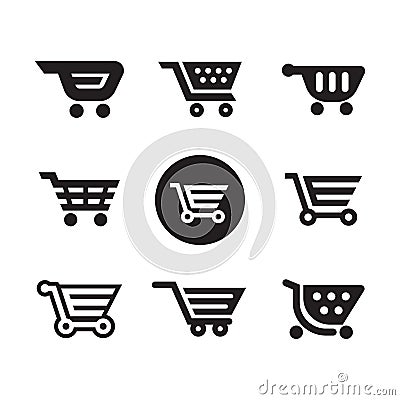 Set various shopping cart icons Vector Illustration