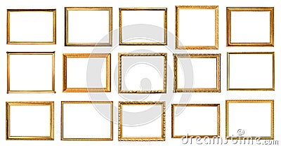 Set of various vintage wooden picture frames Stock Photo