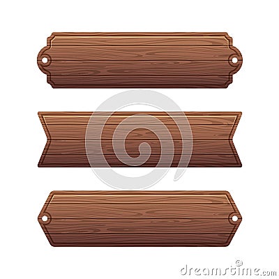 Set of various wooden banners Vector Illustration