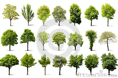 A set of varities of tree isolate on white backgroung Stock Photo