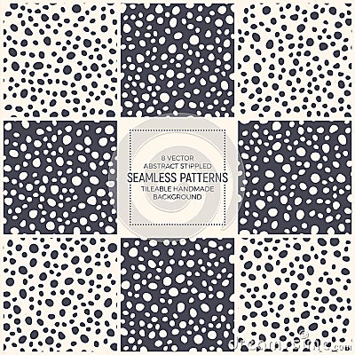 Set Of Vector Abstract Stippled Scandinavian Style Seamless Patterns Vector Illustration