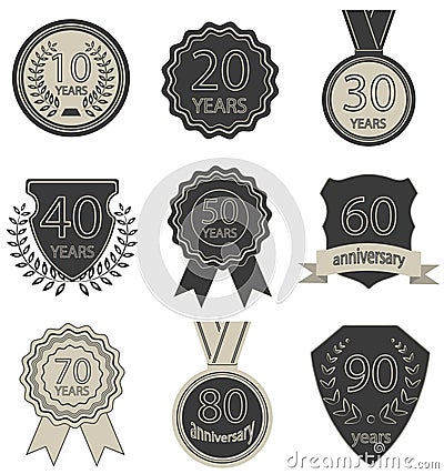 Set of vector anniversary badges Vector Illustration