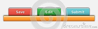 Web design elements set white. Vector illustrationSet of vector aqua website navigation tabs Vector Illustration