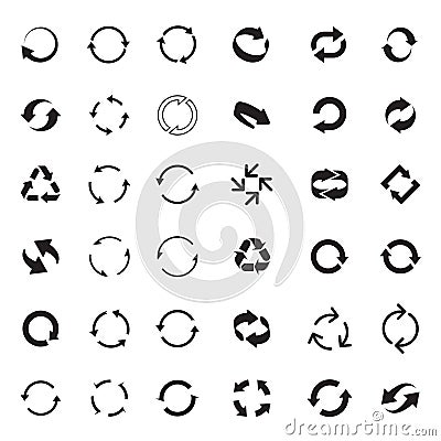 Set of vector arrows for web. Outline Refresh and Reload arrows. COLLECTION OF ICONS Stock Photo