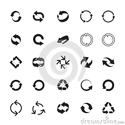 Set of vector arrows for web. Outline Refresh and Reload arrows. COLLECTION OF ICONS Stock Photo
