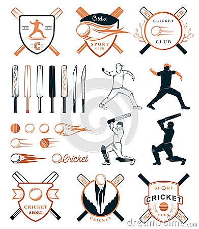 Set of Vector Badges Cricket Stock Photo