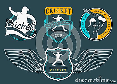 Set of Vector Badges Cricket Stock Photo