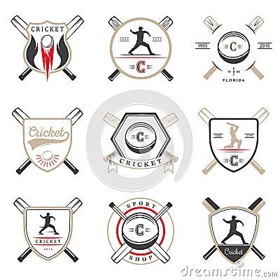 Set of Vector Badges Cricket Stock Photo