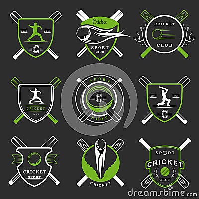 Set of Vector Badges Cricket Stock Photo