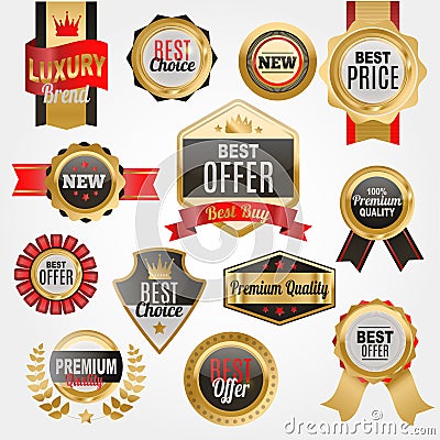 Set of vector badges shop product sale best price stickers and buy commerce advertising tag symbol discount promotion Vector Illustration