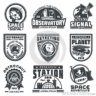 Set of vector badges space. Vector Illustration