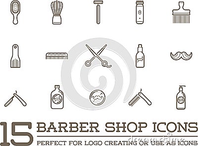 Set of Vector Barber Shop Elements Vector Illustration