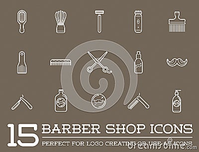 Set of Vector Barber Shop Elements Vector Illustration