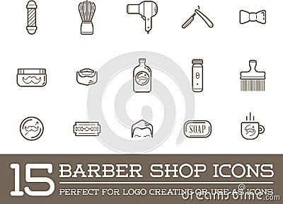 Set of Vector Barber Shop Elements Vector Illustration