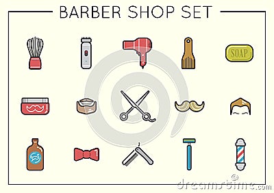 Set of Vector Barber Shop Elements and Shave Shop Icons Illustration can be used as Logo or Icon in premium quality Vector Illustration