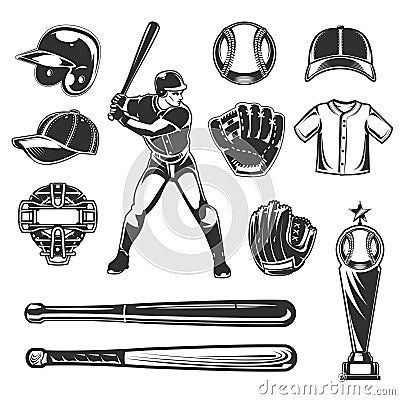 Set of vector baseball icons Vector Illustration