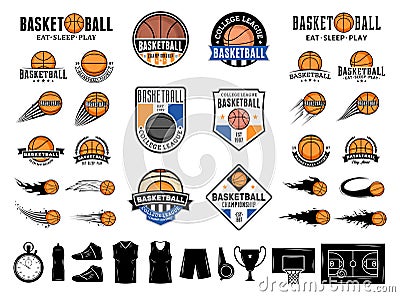 Set of vector basketball logo and icons Vector Illustration
