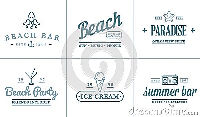 Set of Vector Beach Sea Bar Elements and Summer can be used as Logo Vector Illustration