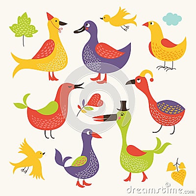 Set of vector birds Vector Illustration