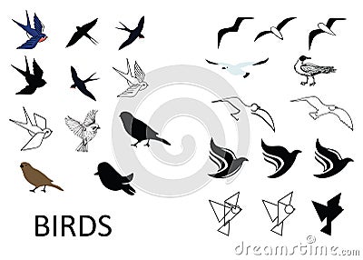 Set of vector birds Vector Illustration