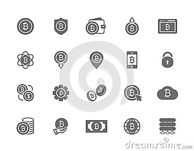 Set of vector bitcoin symbol or icon. Investments, payments and exchange, internet banking, wallet, bundle of money Vector Illustration