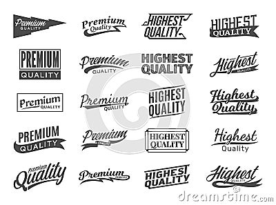 Set of vector premium and highest quality stickers Vector Illustration