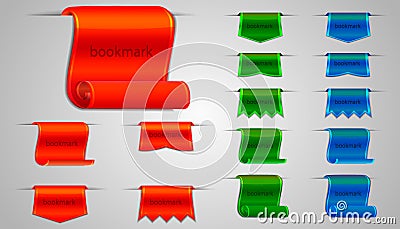 Set of vector bookmarks from ribbons for the site Stock Photo