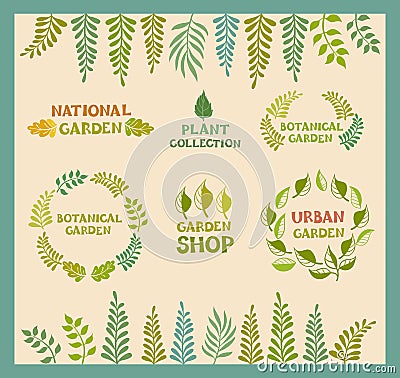 Set of vector botanical round leafer backgrounds Vector Illustration