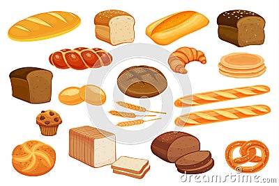 Set vector bread icons. Vector Illustration