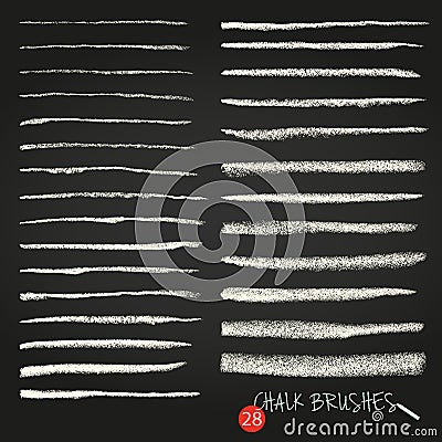 A set of vector brush strokes. Chalk and charcoal. Paint spots. Grunge texture. A high resolution. Vector Illustration