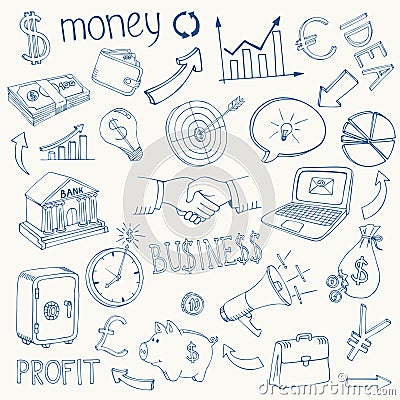 Set of vector business and money icons Vector Illustration